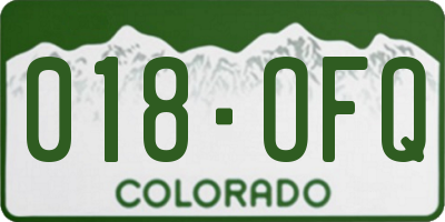 CO license plate 018OFQ