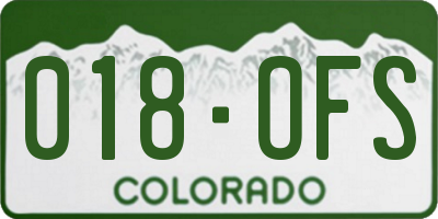 CO license plate 018OFS