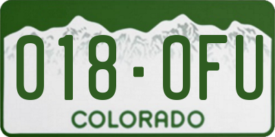 CO license plate 018OFU
