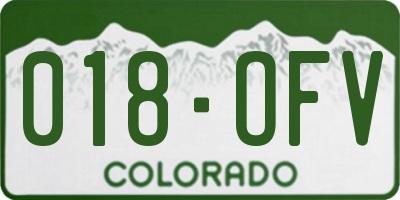CO license plate 018OFV