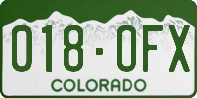 CO license plate 018OFX