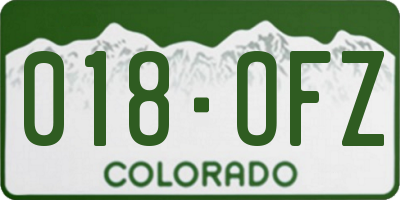 CO license plate 018OFZ