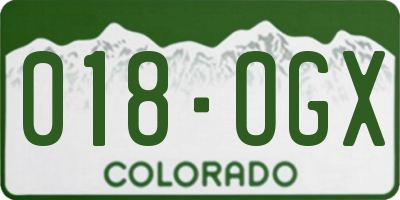 CO license plate 018OGX