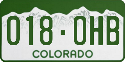 CO license plate 018OHB