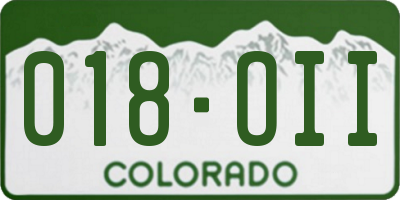 CO license plate 018OII