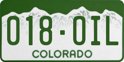 CO license plate 018OIL