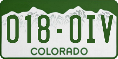 CO license plate 018OIV