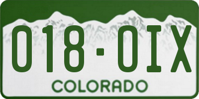 CO license plate 018OIX