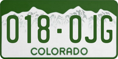 CO license plate 018OJG