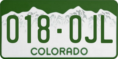 CO license plate 018OJL