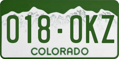 CO license plate 018OKZ