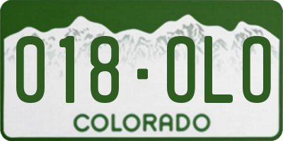 CO license plate 018OLO