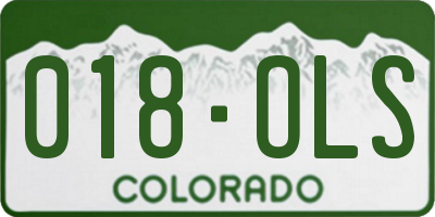 CO license plate 018OLS