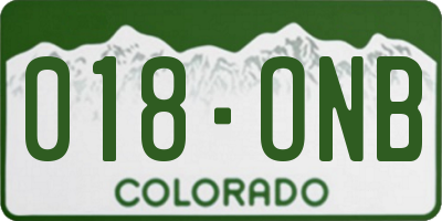 CO license plate 018ONB