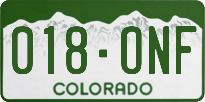 CO license plate 018ONF