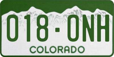 CO license plate 018ONH
