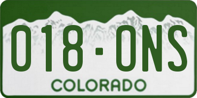 CO license plate 018ONS