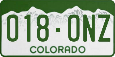 CO license plate 018ONZ