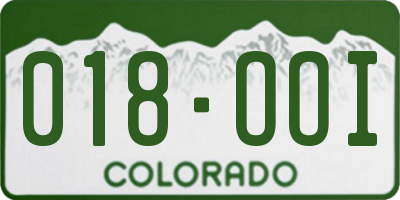 CO license plate 018OOI
