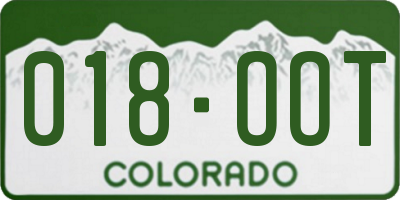 CO license plate 018OOT