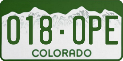 CO license plate 018OPE