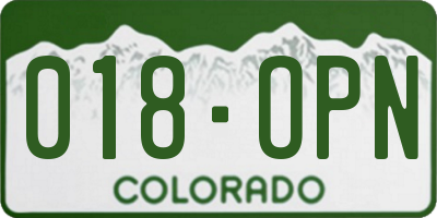CO license plate 018OPN