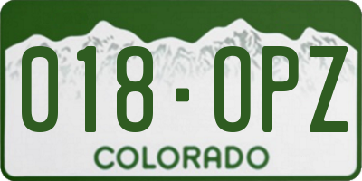CO license plate 018OPZ