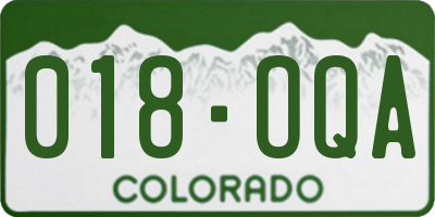 CO license plate 018OQA