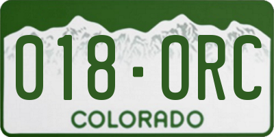 CO license plate 018ORC