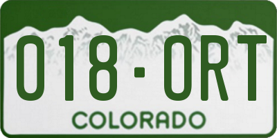 CO license plate 018ORT