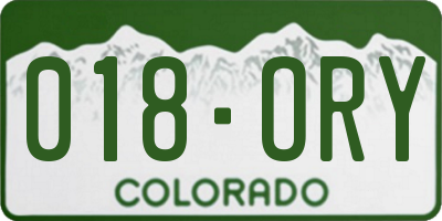 CO license plate 018ORY