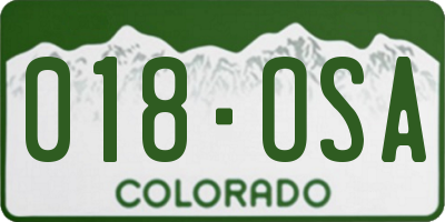 CO license plate 018OSA