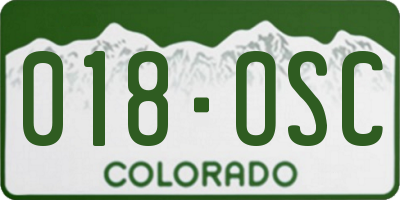 CO license plate 018OSC