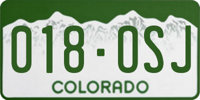 CO license plate 018OSJ