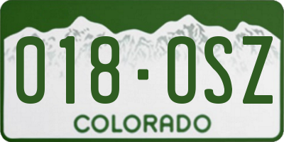 CO license plate 018OSZ