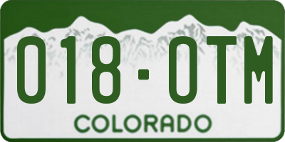 CO license plate 018OTM
