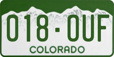CO license plate 018OUF