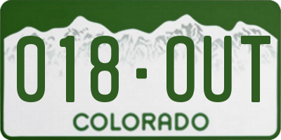 CO license plate 018OUT