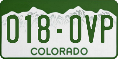 CO license plate 018OVP