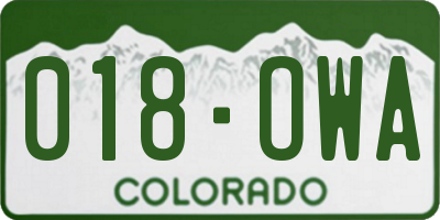 CO license plate 018OWA