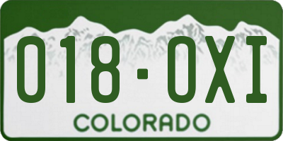 CO license plate 018OXI