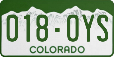 CO license plate 018OYS