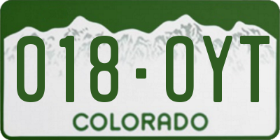 CO license plate 018OYT