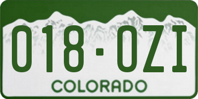 CO license plate 018OZI
