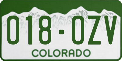 CO license plate 018OZV
