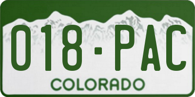 CO license plate 018PAC