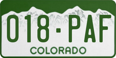 CO license plate 018PAF