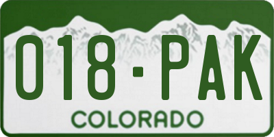 CO license plate 018PAK