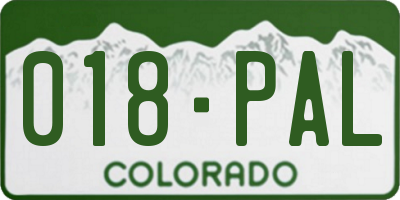 CO license plate 018PAL