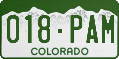 CO license plate 018PAM